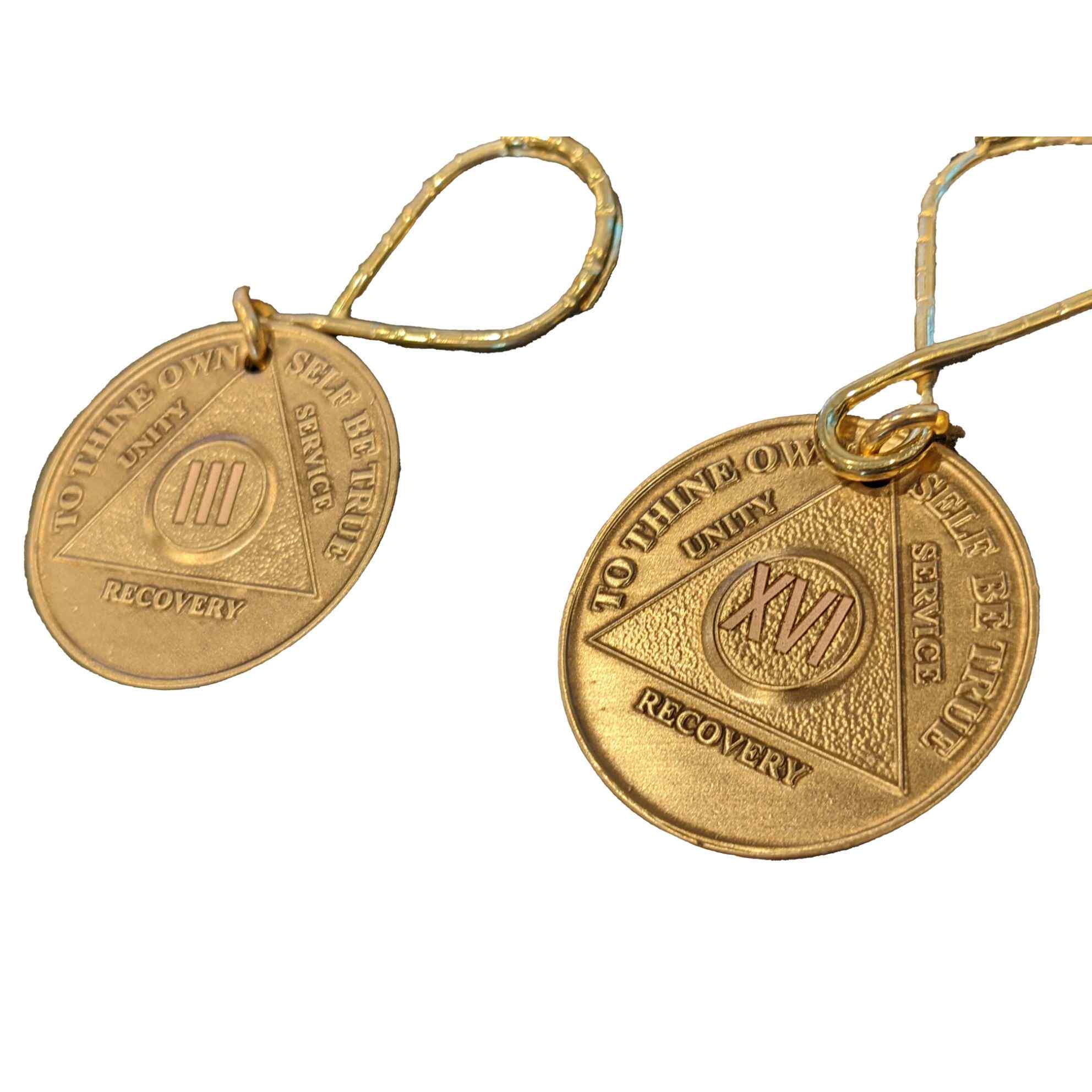 Yearly AA Sobriety Coin Keychain 24hr-11months
