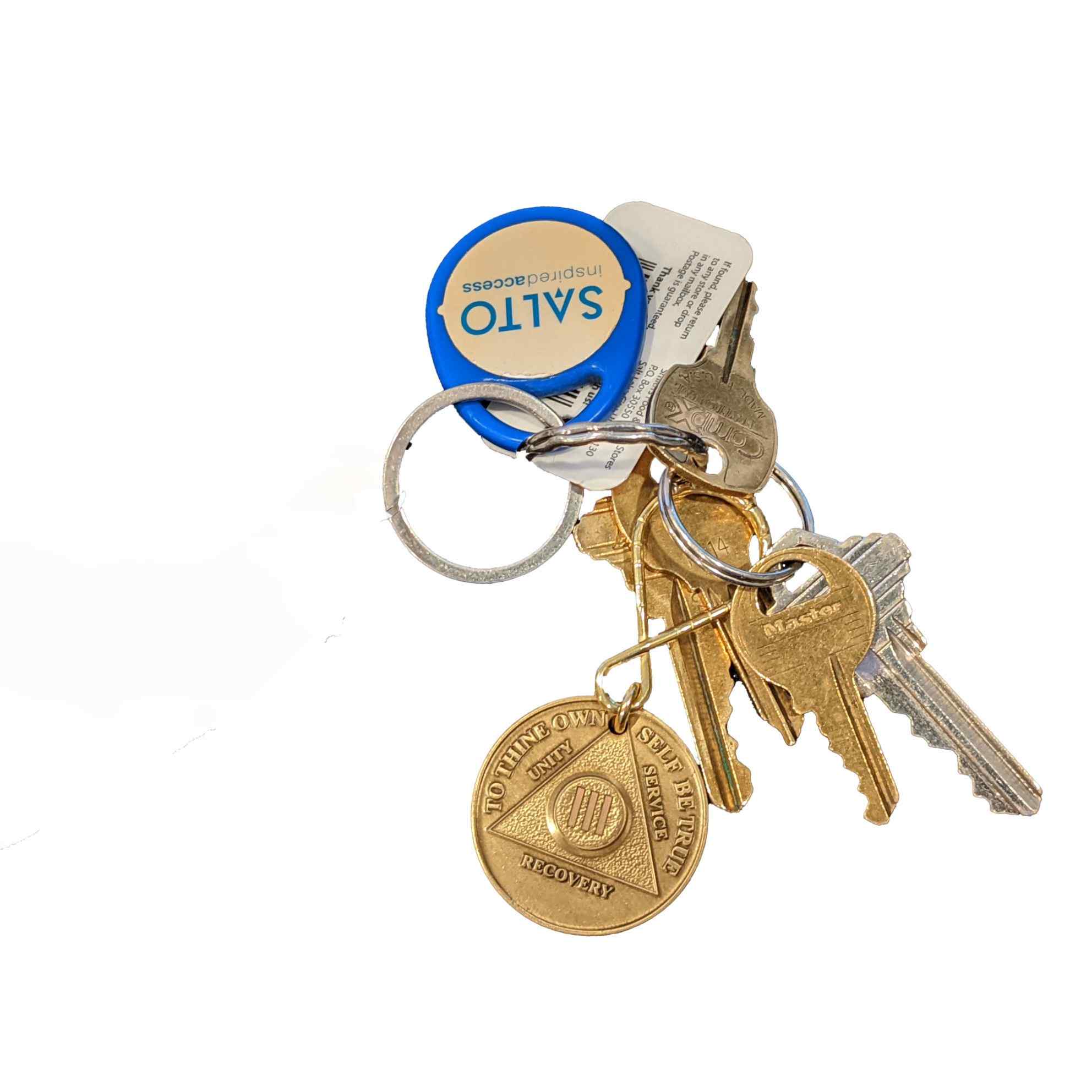 Yearly AA Sobriety Coin Keychain 24hr-11months