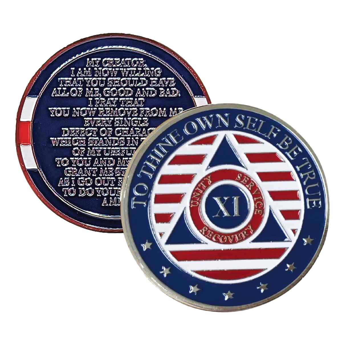 Patriotic AA Coin 1-50yrs Sobriety Chip