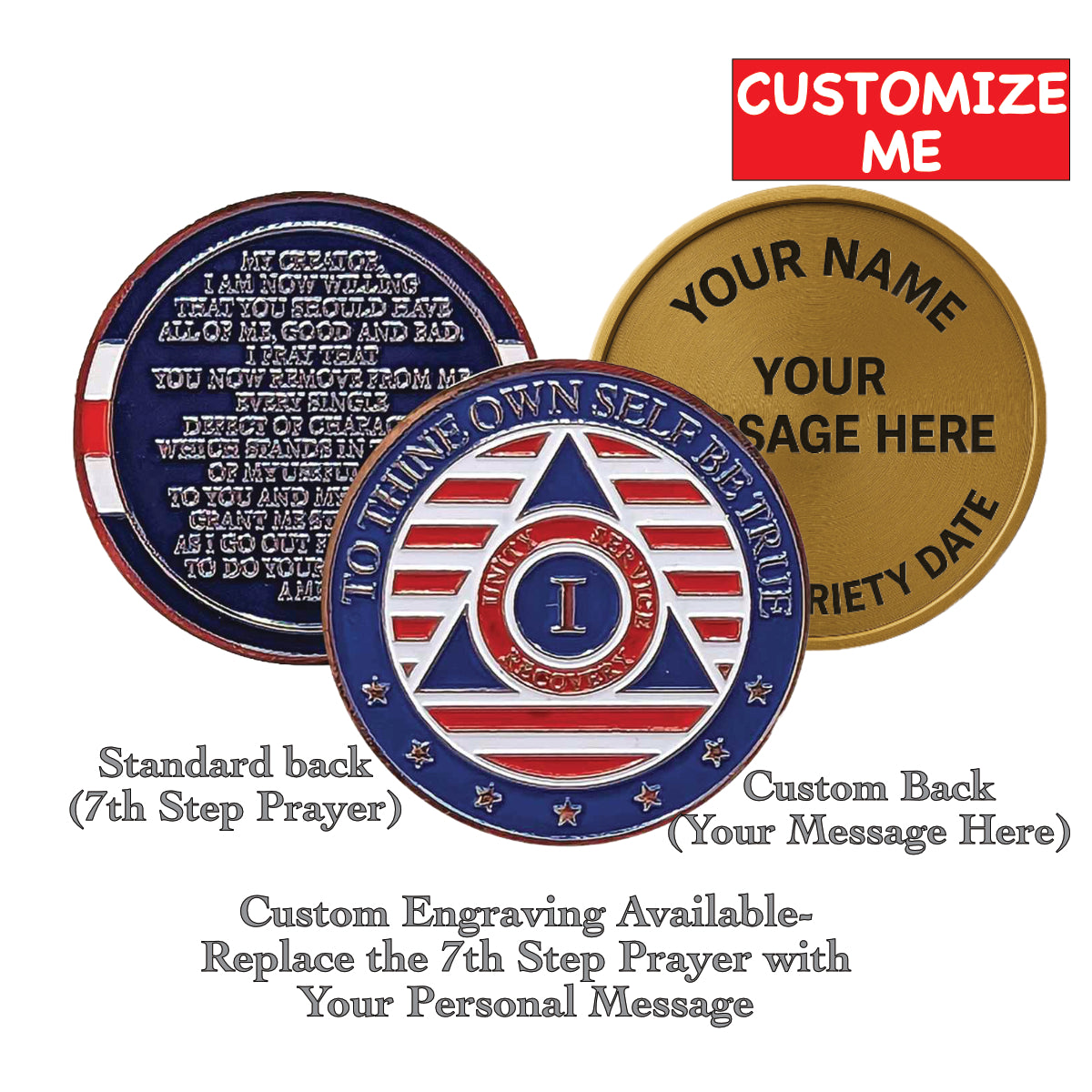 Patriotic AA Medallion | 1-60 Years | Custom Engraving Option Available