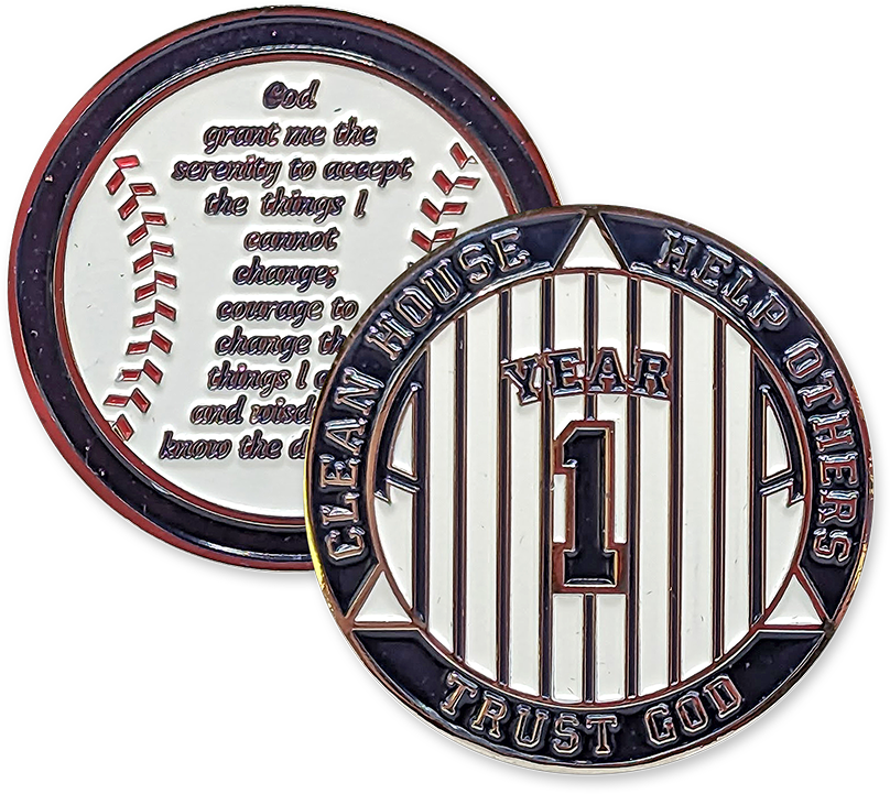 NY Yankee AA Coin 1-50yrs Sobriety Chip