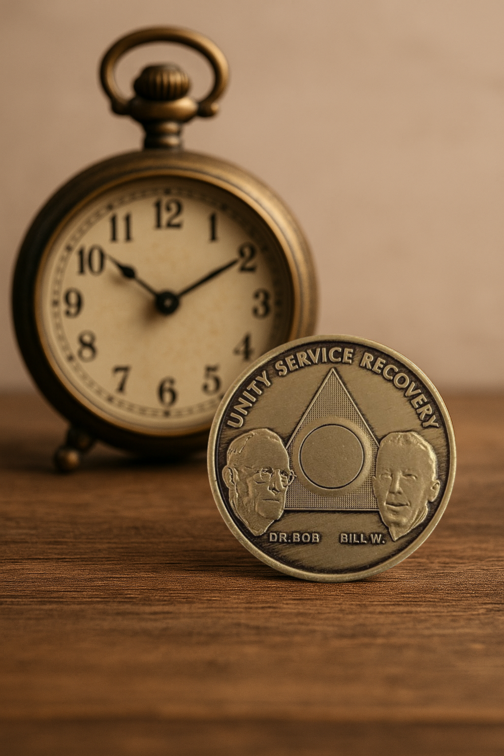 AA Founders Bronze Sobriety Coin – Engraved Year | Dr. Bob & Bill W. | Unity, Service, Recovery