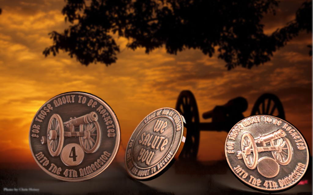 For Those About to be Rocketed We Salute You AA Coin 24hr-11Months Sobriety Chip