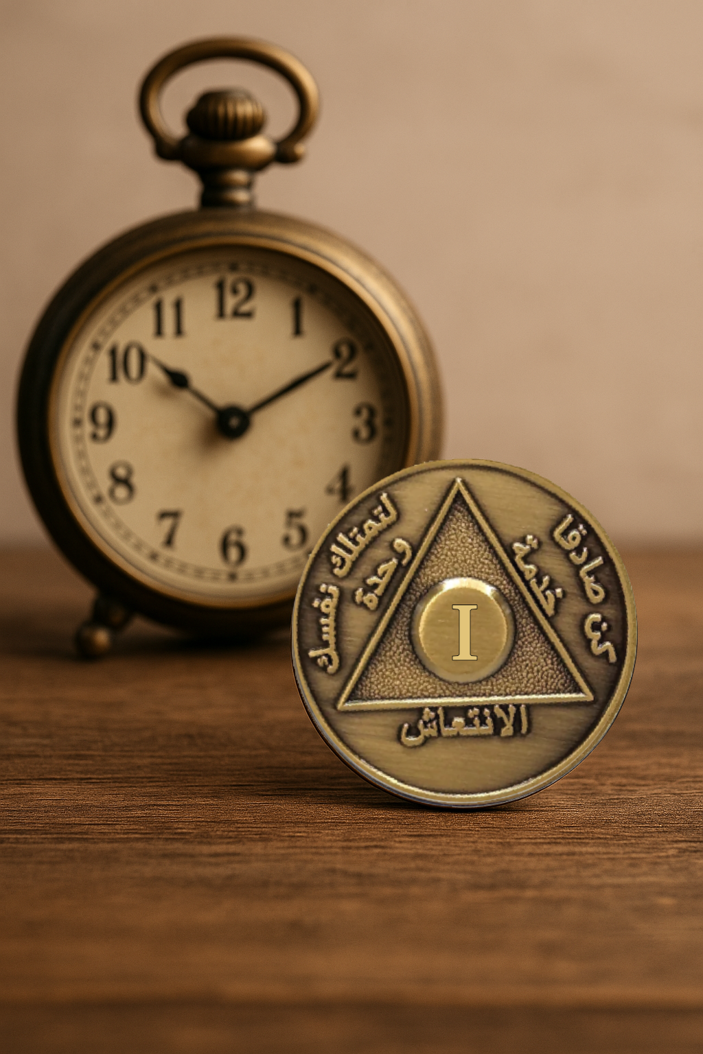 Arabic Sobriety Coin | 1-60 Years Engraved in Traditional Numbers | AA Recovery Medallion