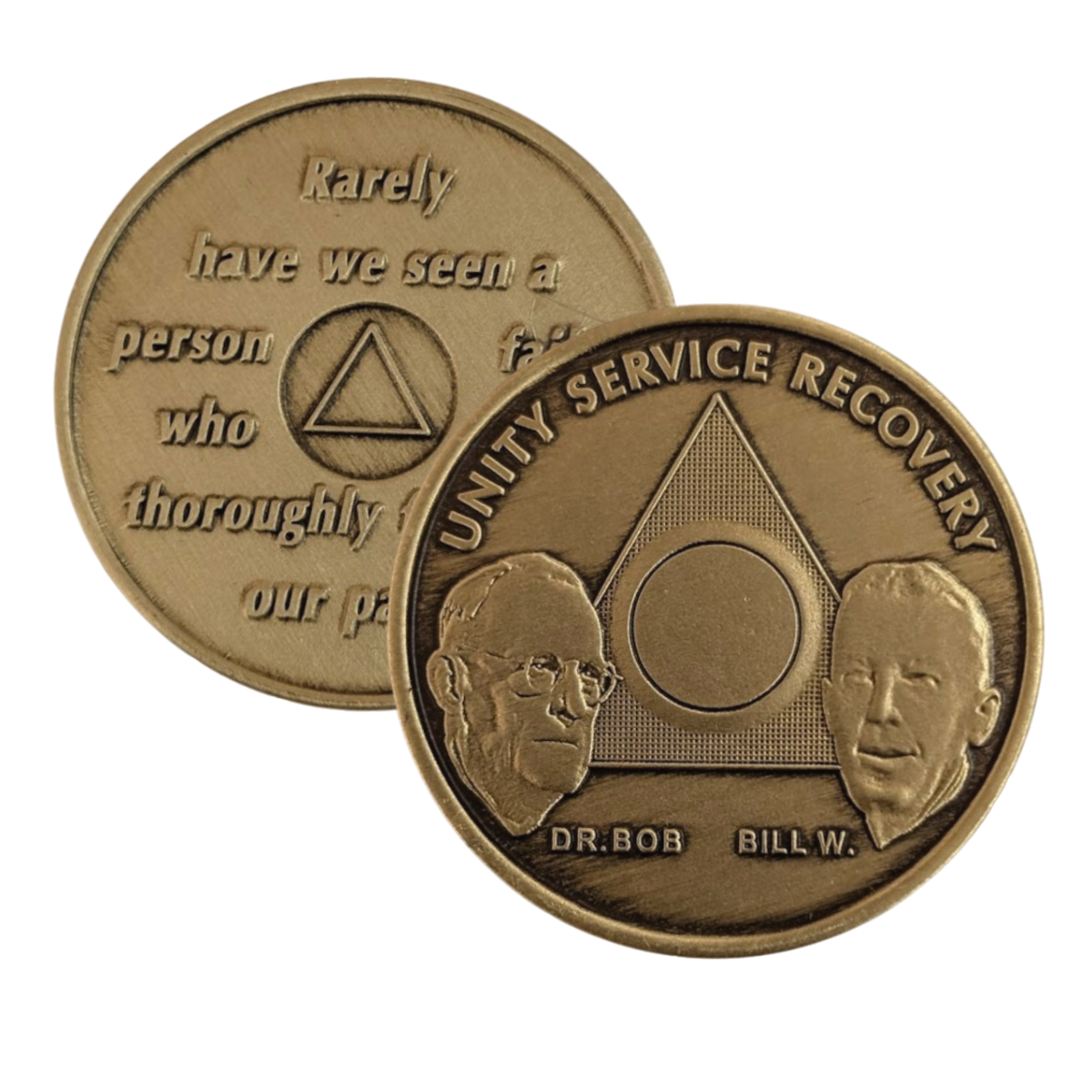 AA Founders Bronze Sobriety Coin – Engraved Year | Dr. Bob & Bill W. | Unity, Service, Recovery
