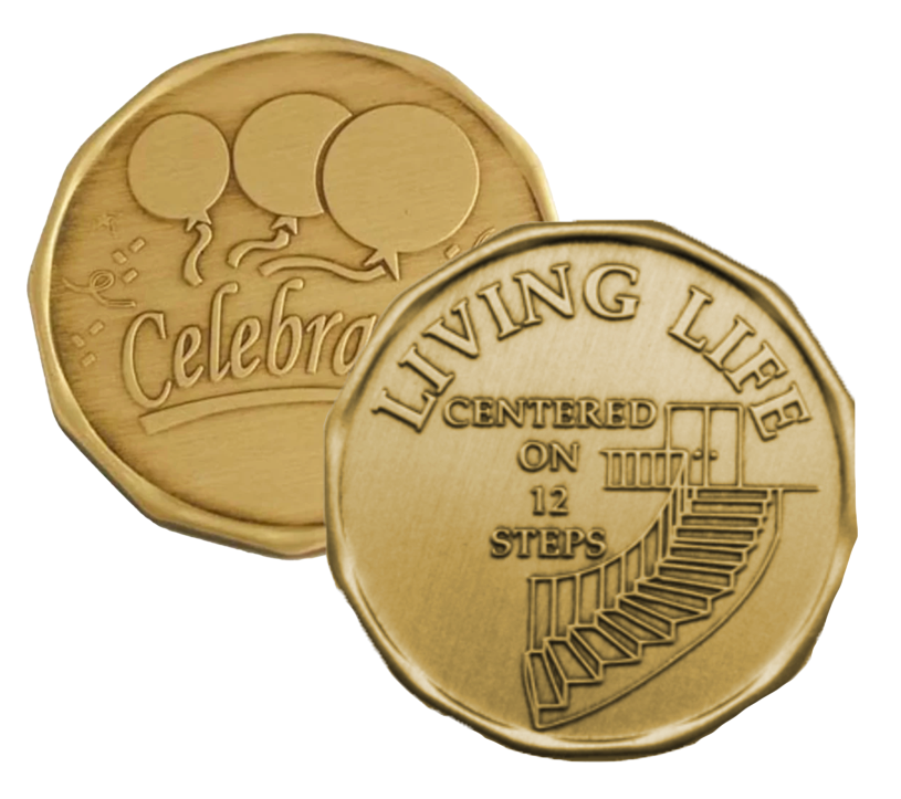 12 Steps Living Life AA Sobriety Coin