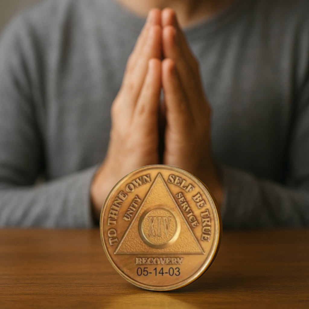 Bronze AA Coin 24hr-60yrs Sobriety Chip - -Add Name and Sobriety Date