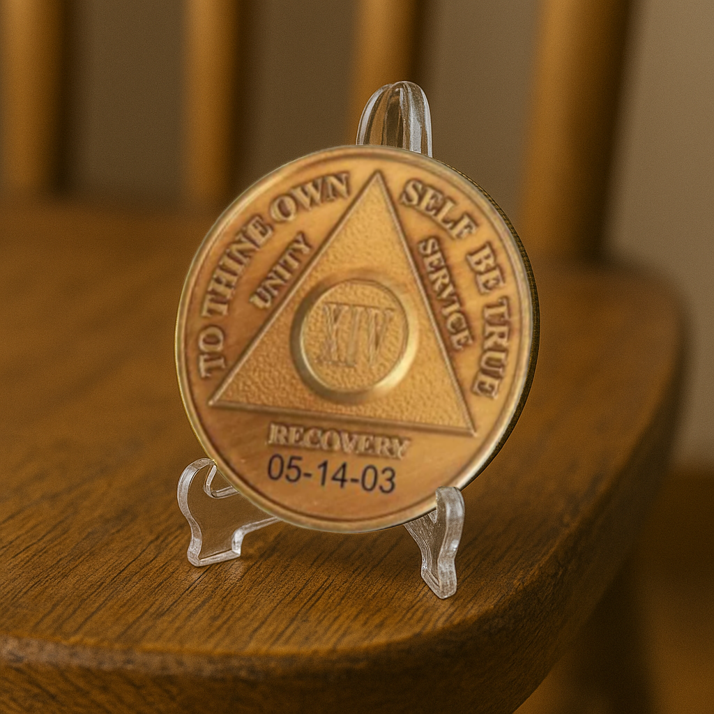 Bronze AA Coin 24hr-60yrs Sobriety Chip - -Add Name and Sobriety Date