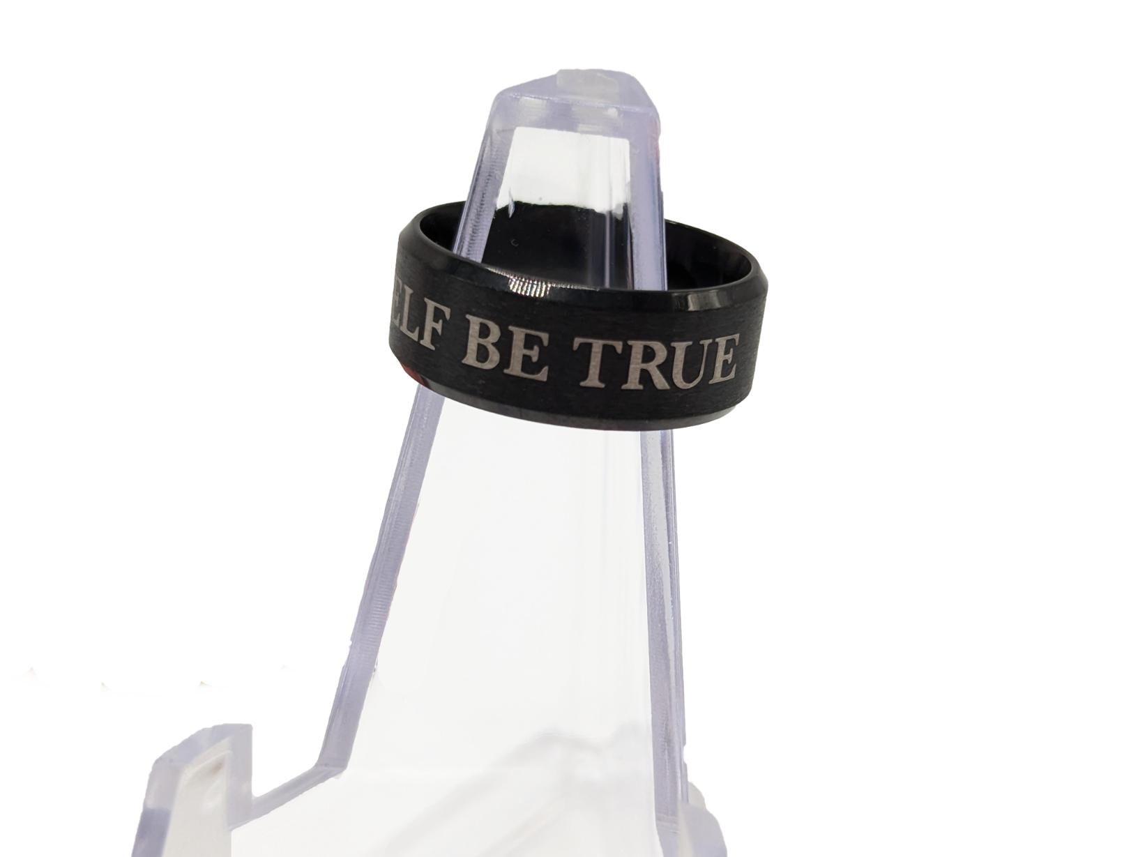 To Thine Own Self Be True Ring – Matte Black Stainless Steel Recovery Band