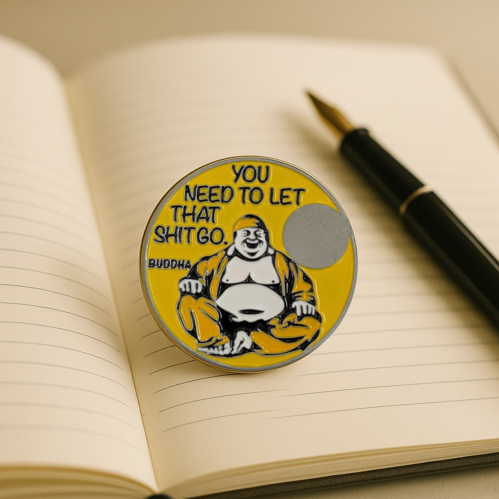 Buddha Sobriety Coin – "You Need to Let That Sh*t Go" | Engraved Year Front + Choice of Quote or Custom Back | Recovery Gift, Mindfulness Token