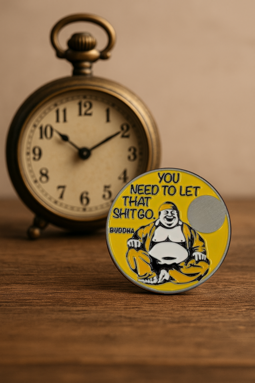 Buddha Sobriety Coin – "You Need to Let That Sh*t Go" | Engraved Year Front + Choice of Quote or Custom Back | Recovery Gift, Mindfulness Token