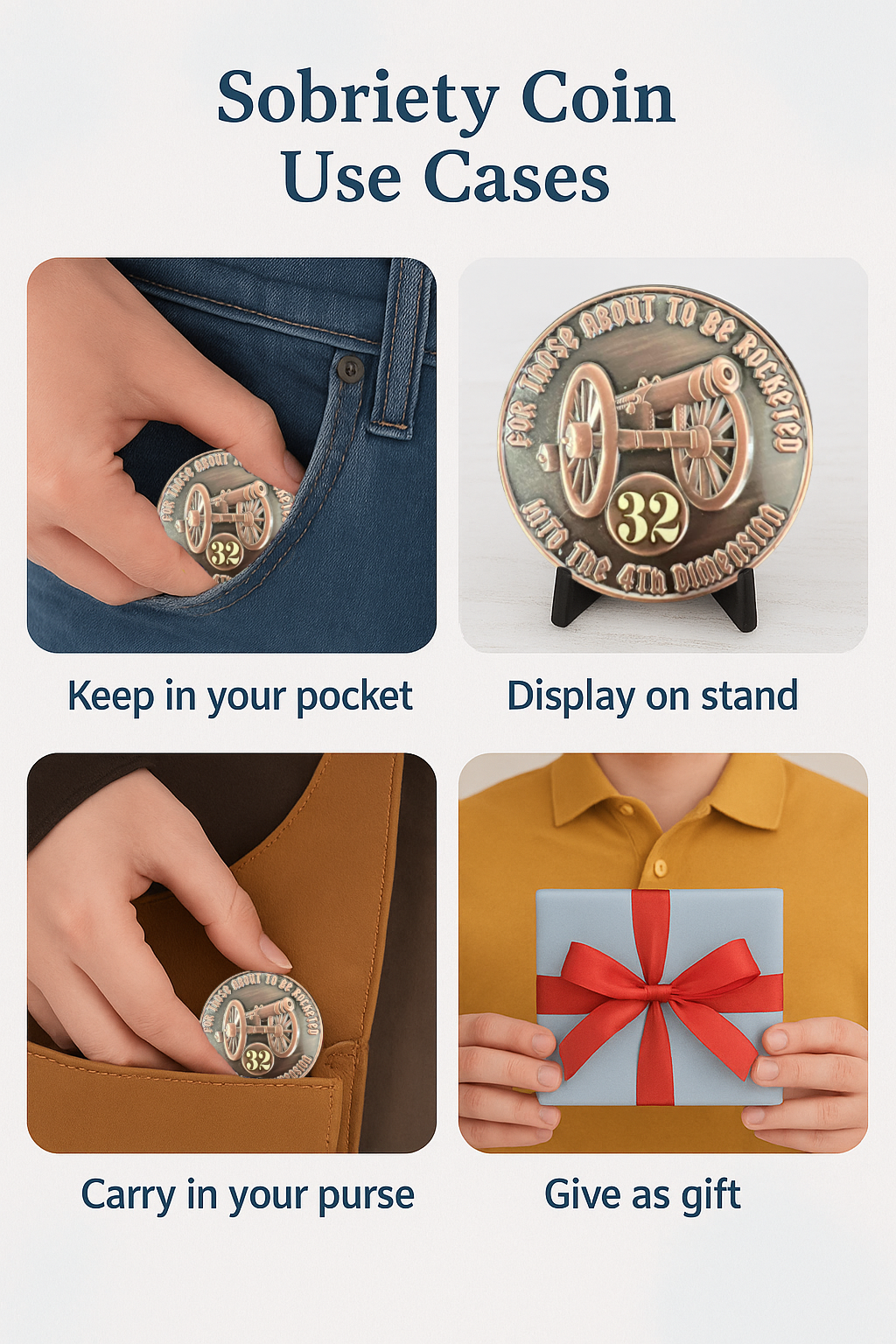 For Those About to be Rocketed We Salute You AA Coin 1-60yrs Sobriety Chip