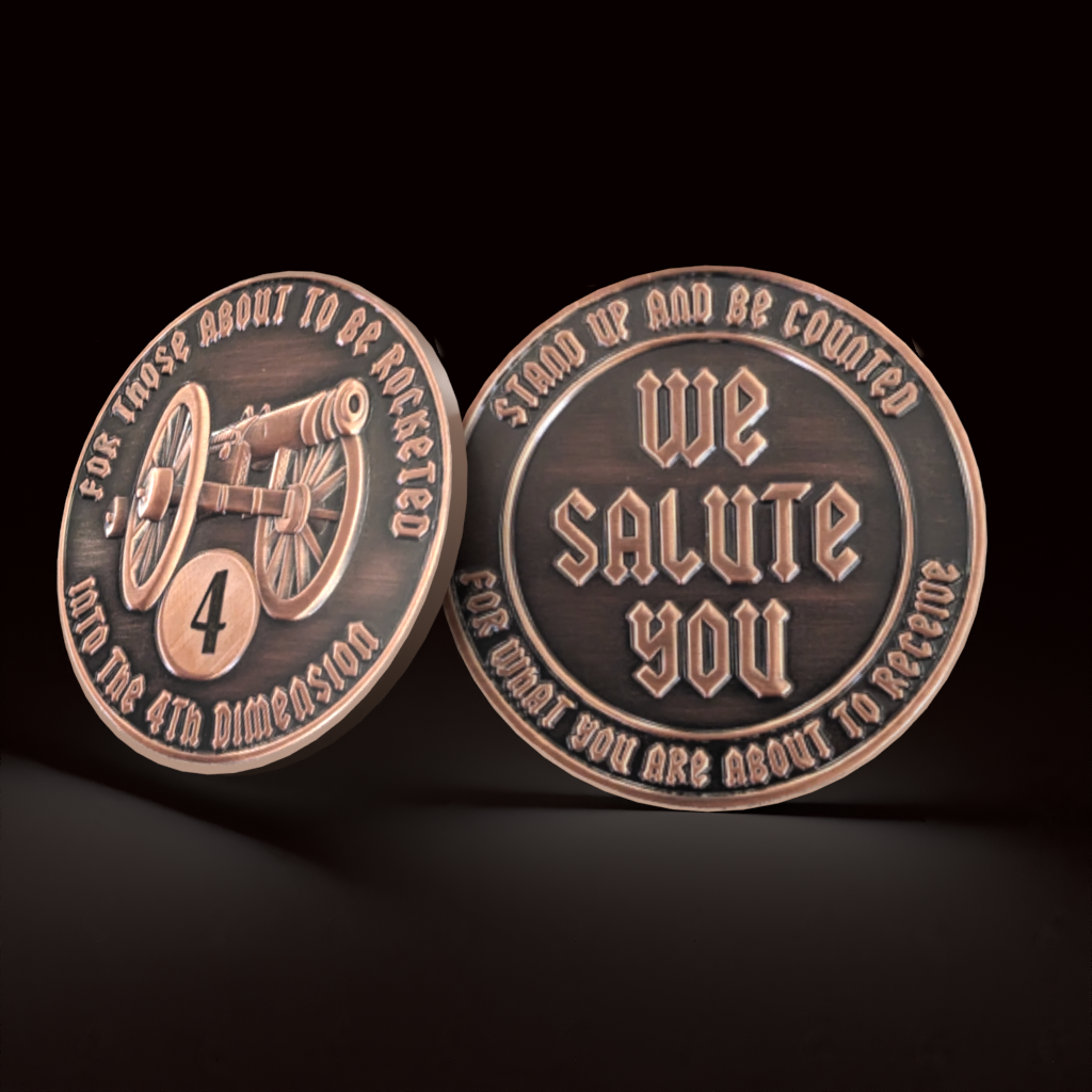 For Those About to be Rocketed We Salute You AA Coin 24hr-11Months Sobriety Chip
