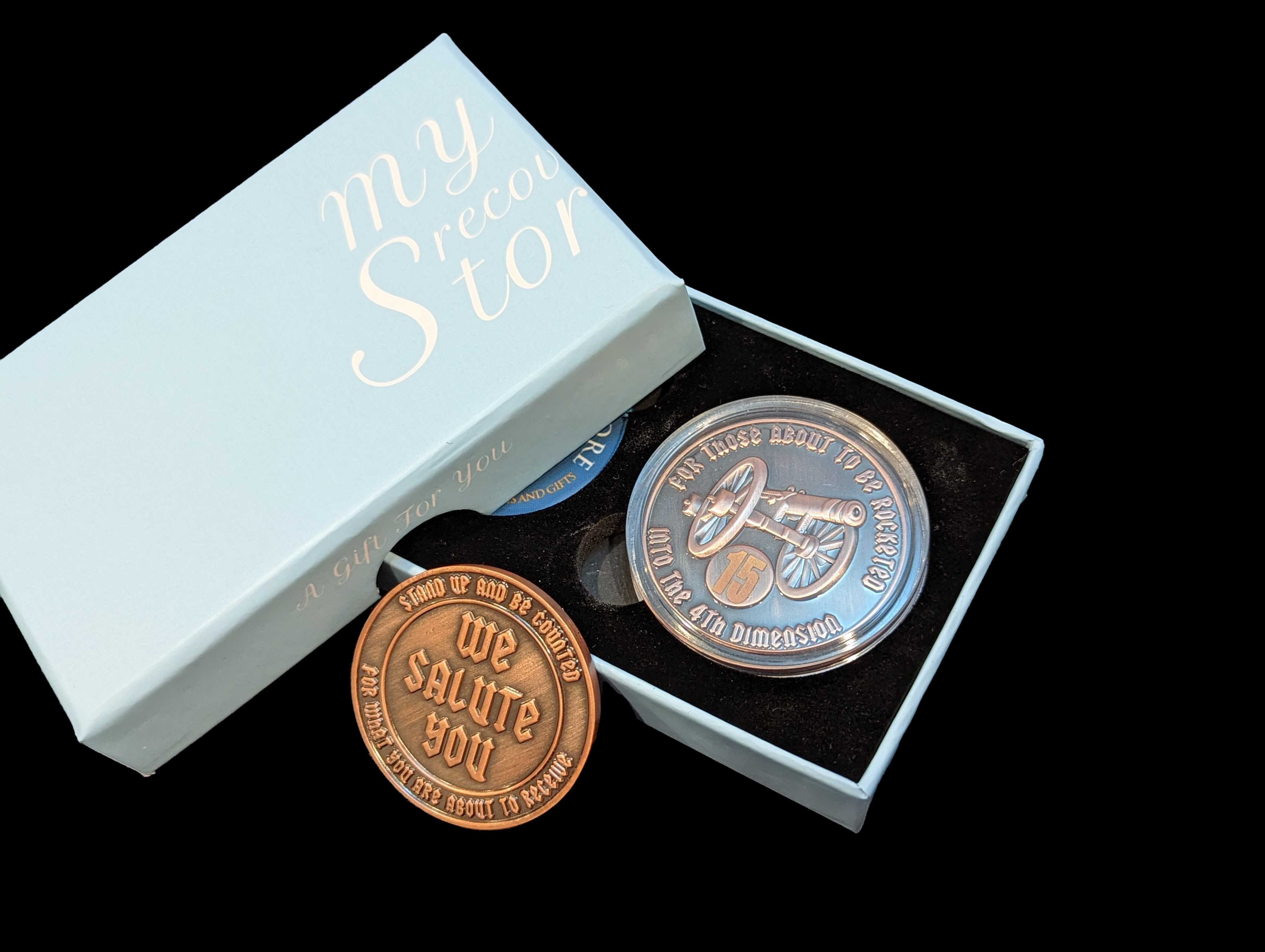 For Those About to be Rocketed We Salute You AA Coin 24hr-11Months Sobriety Chip