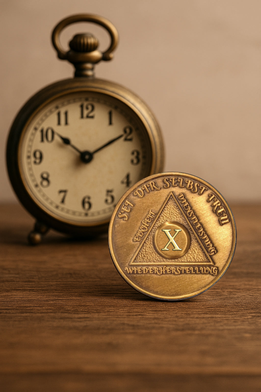 German Sobriety Coin | 1-60 Years Engraved in Traditional Numbers | AA Recovery Medallion