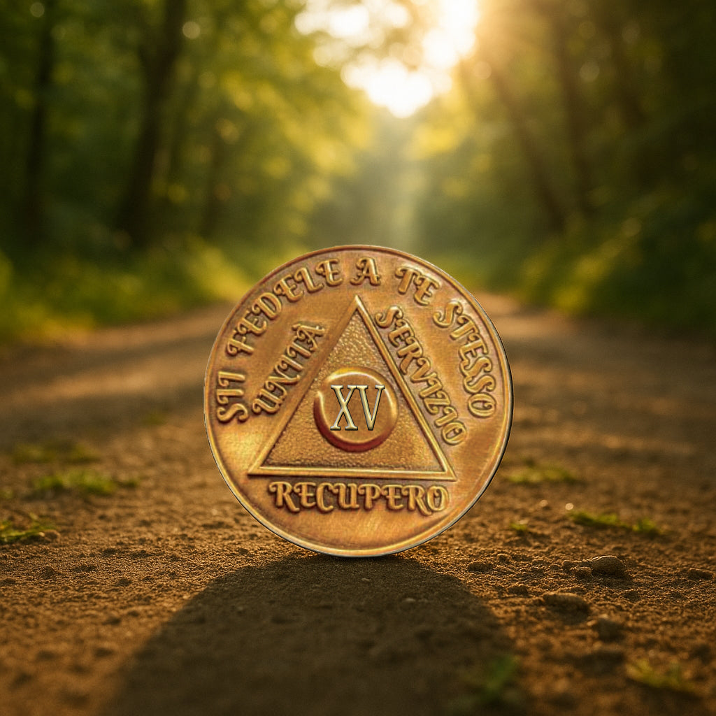 Italian Sobriety Coin | 1-60 Years Engraved in Traditional Numbers | AA Recovery Medallion
