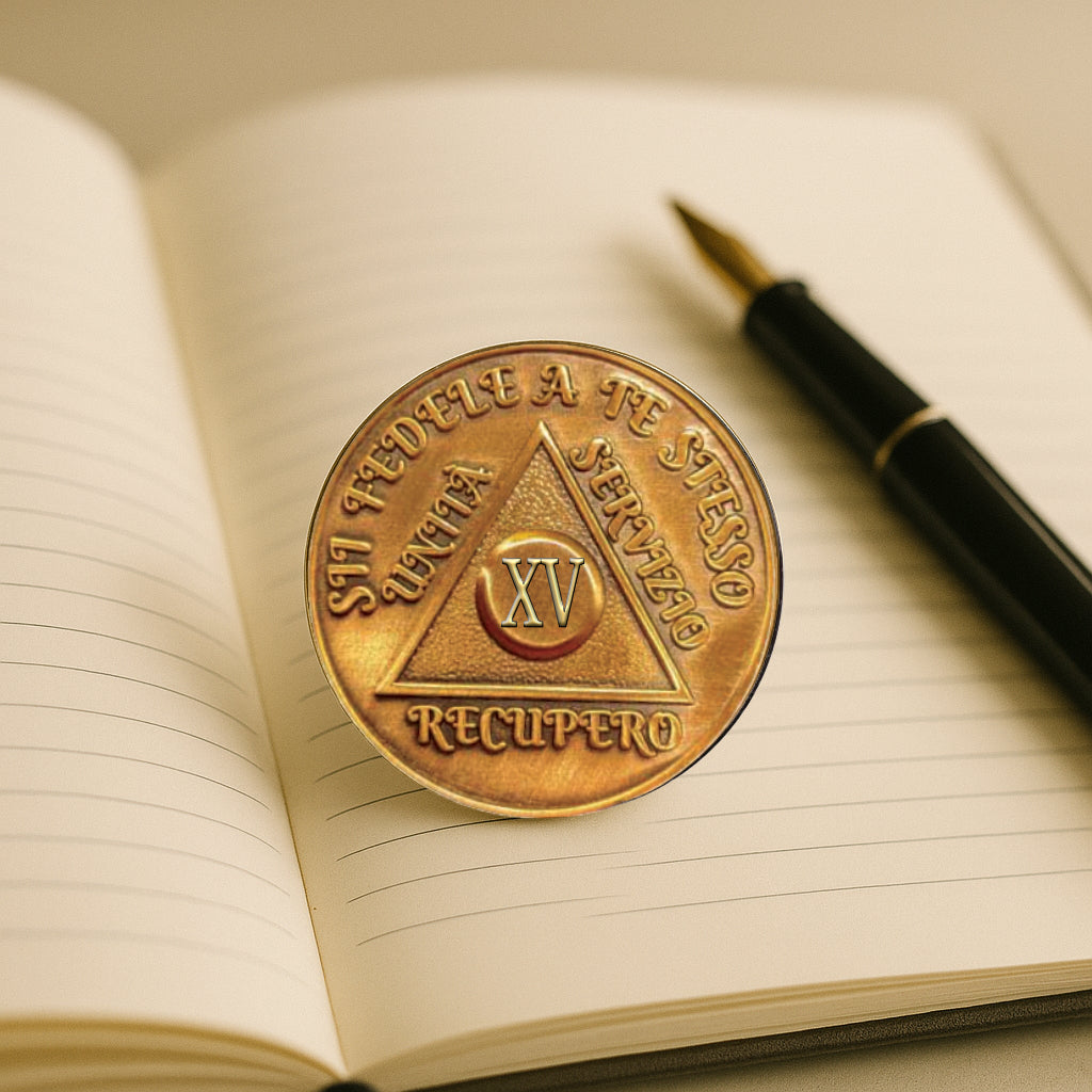 Italian Sobriety Coin | 1-60 Years Engraved in Traditional Numbers | AA Recovery Medallion
