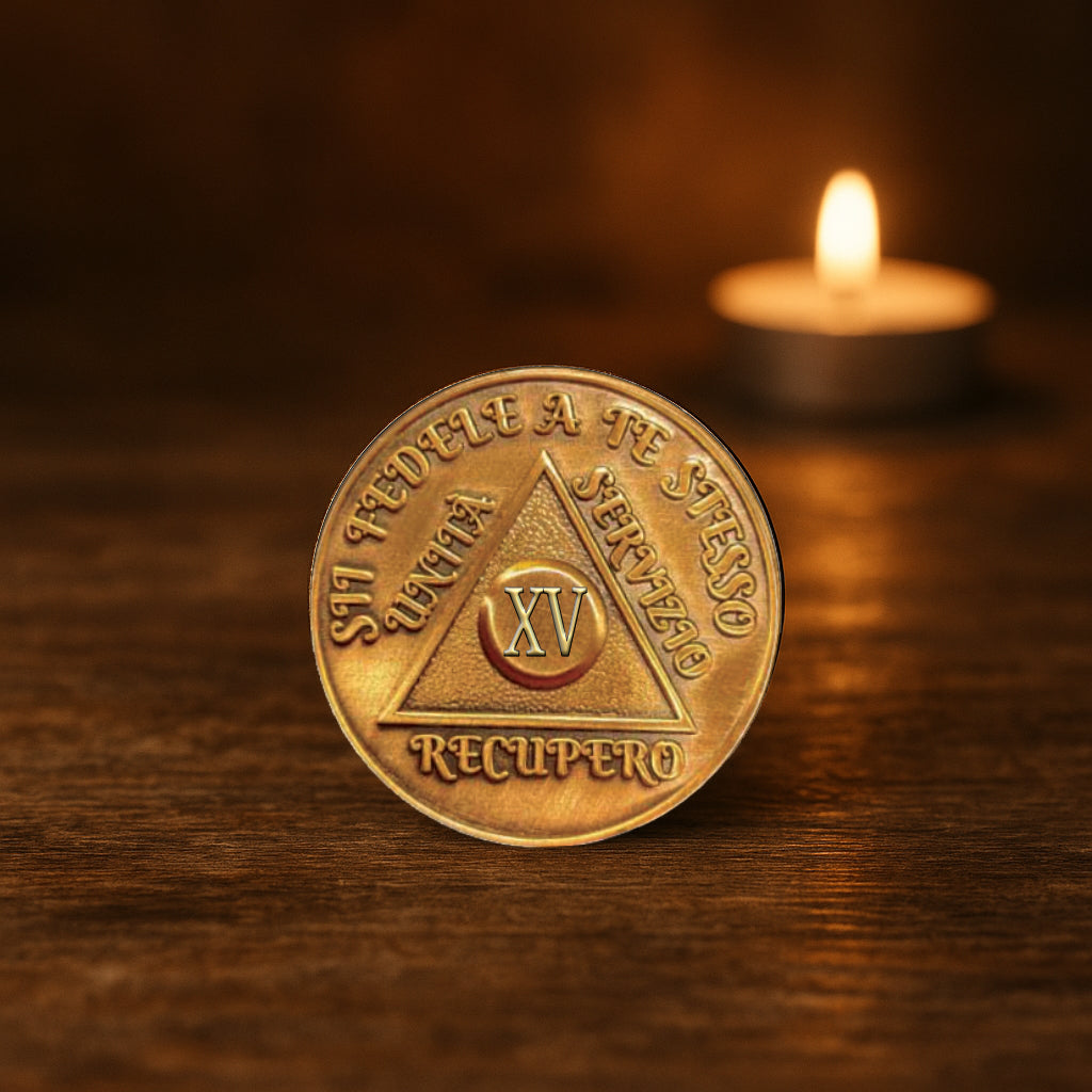 Italian Sobriety Coin | 1-60 Years Engraved in Traditional Numbers | AA Recovery Medallion