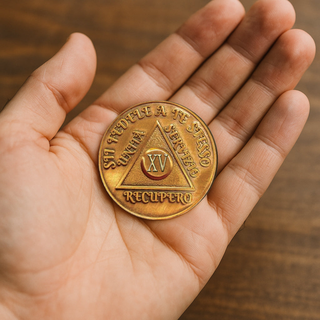 Italian Sobriety Coin | 1-60 Years Engraved in Traditional Numbers | AA Recovery Medallion