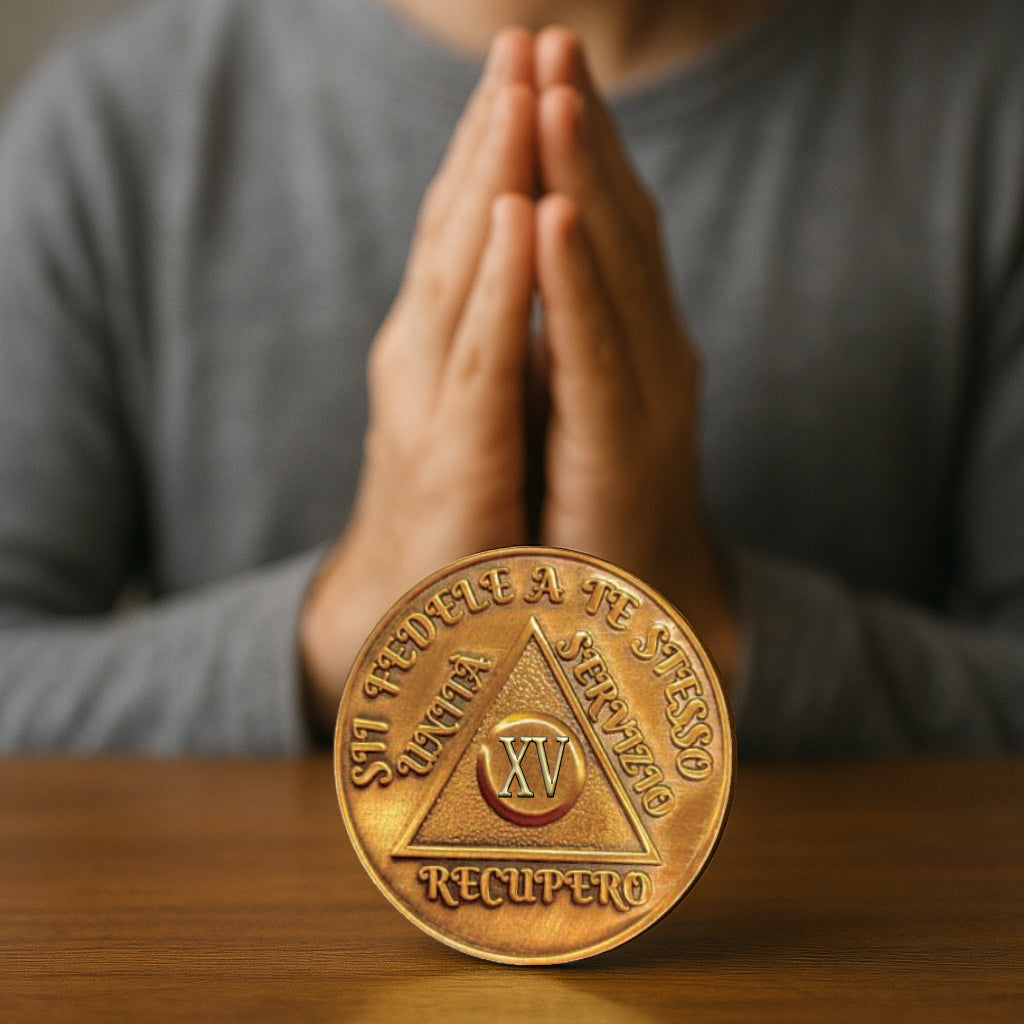 Italian Sobriety Coin | 1-60 Years Engraved in Traditional Numbers | AA Recovery Medallion