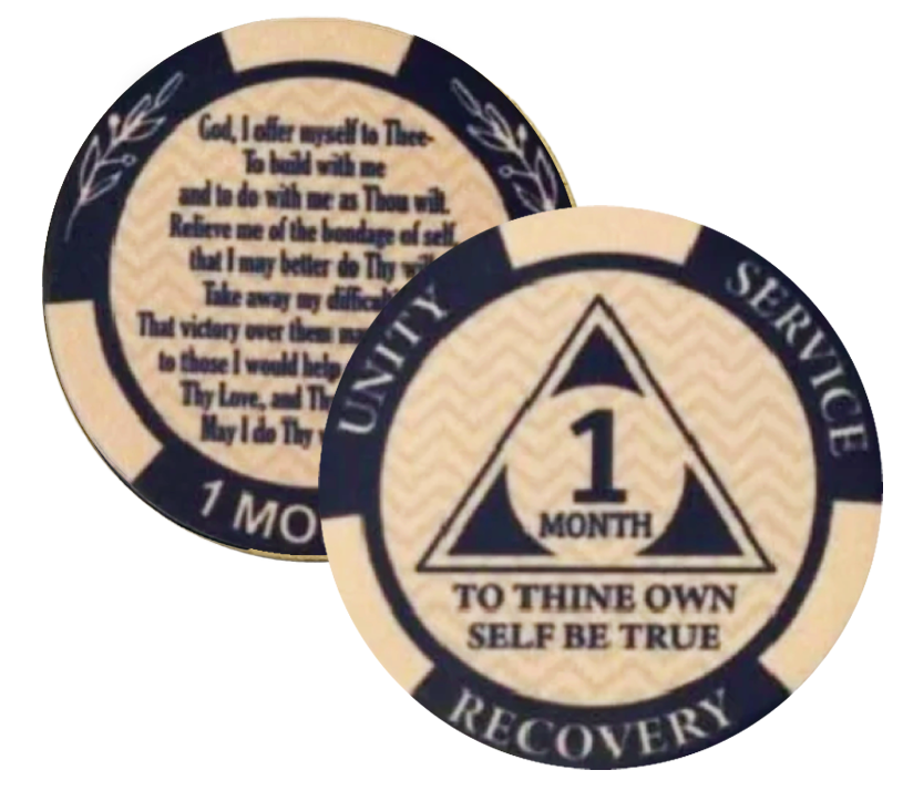 AA Monthly Poker Style Sobriety Chip