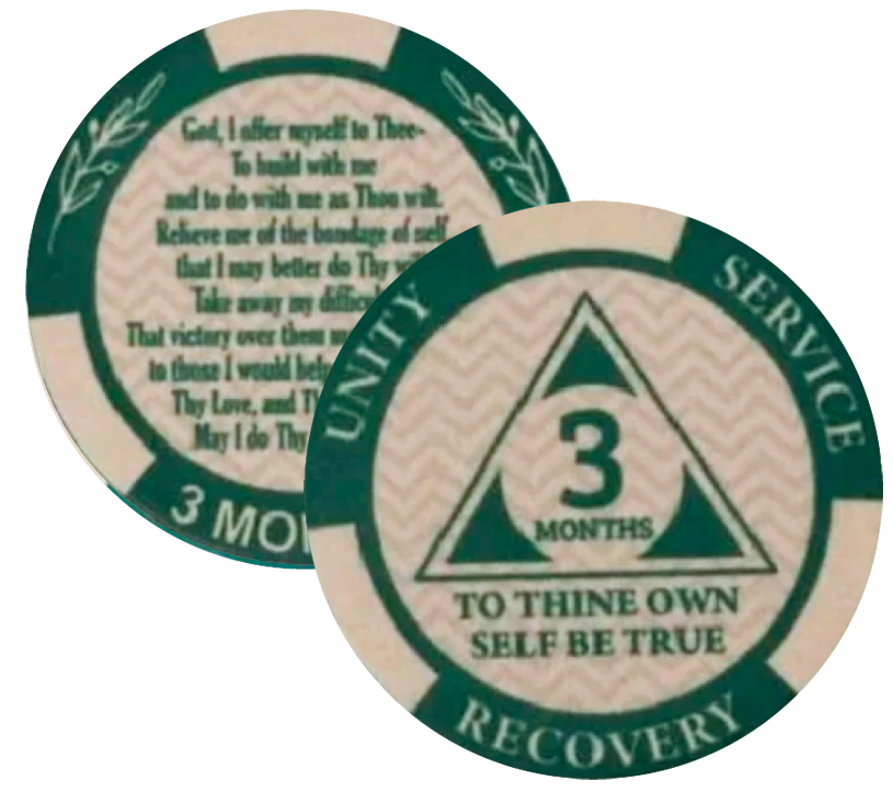 AA Monthly Poker Style Sobriety Chip