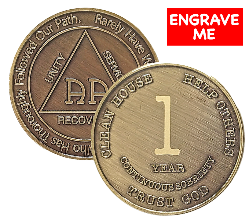 MRS Yearly 1-60 Years Sobriety Chip for Alcoholics Anonymous -Add Name and Sobriety Date