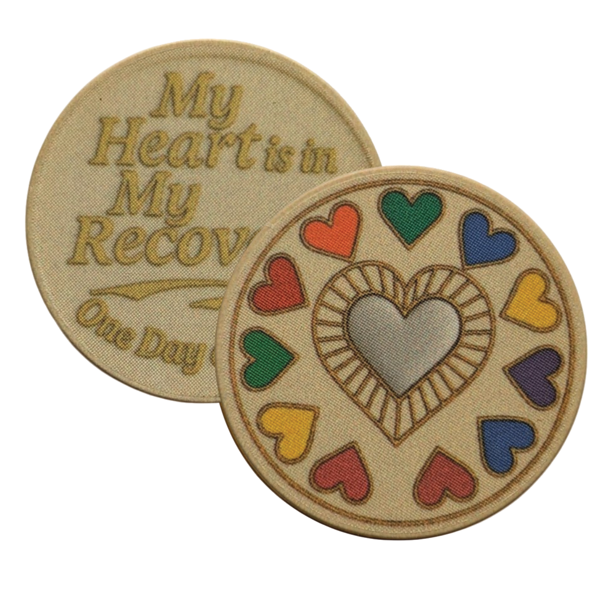 My Heart Is in My Recovery AA Chip – Colorful Heart Token | One Day at a Time