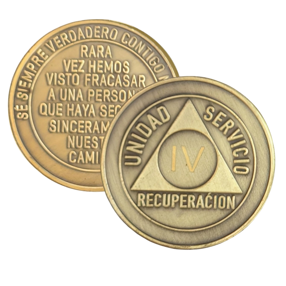 Spanish AA Sobriety Chip – Bronze Medallion (Unidad, Servicio, Recuperación)