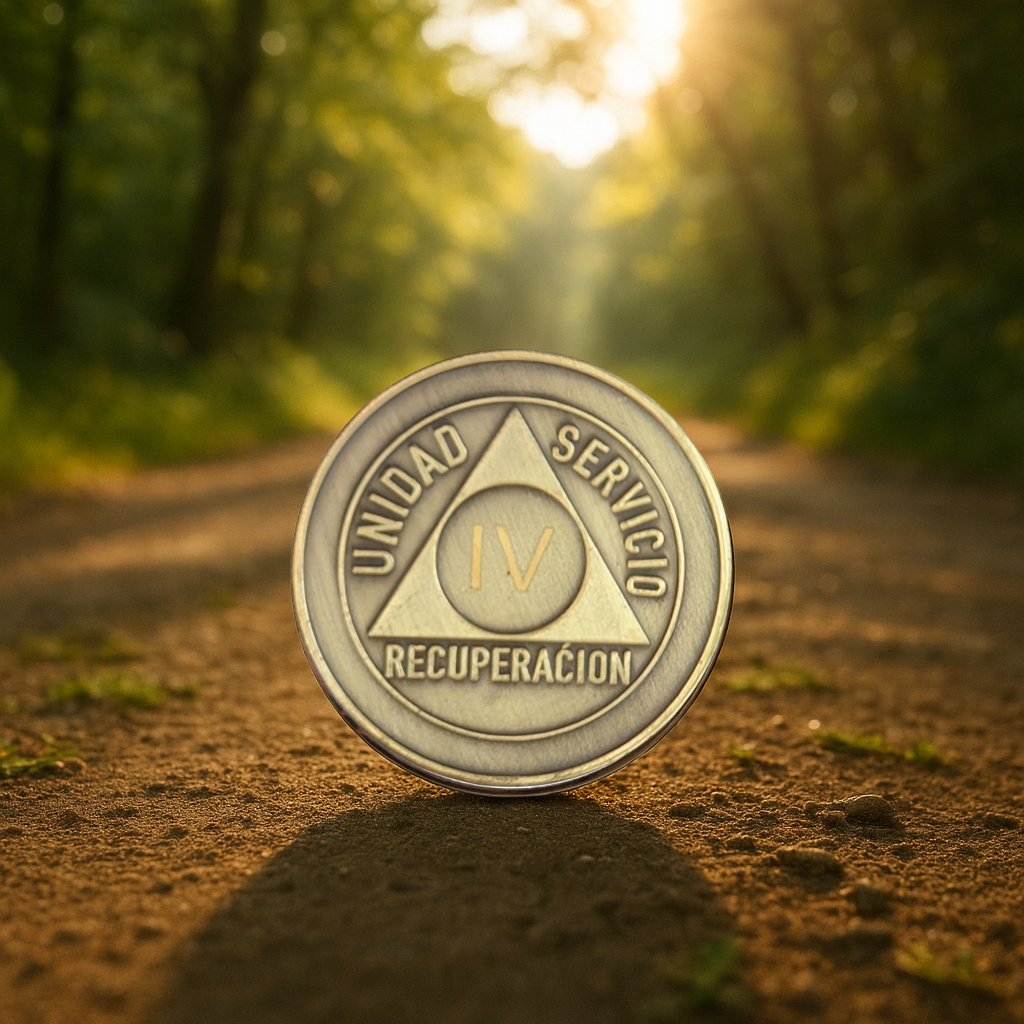 Spanish AA Sobriety Chip – Bronze Medallion (Unidad, Servicio, Recuperación)
