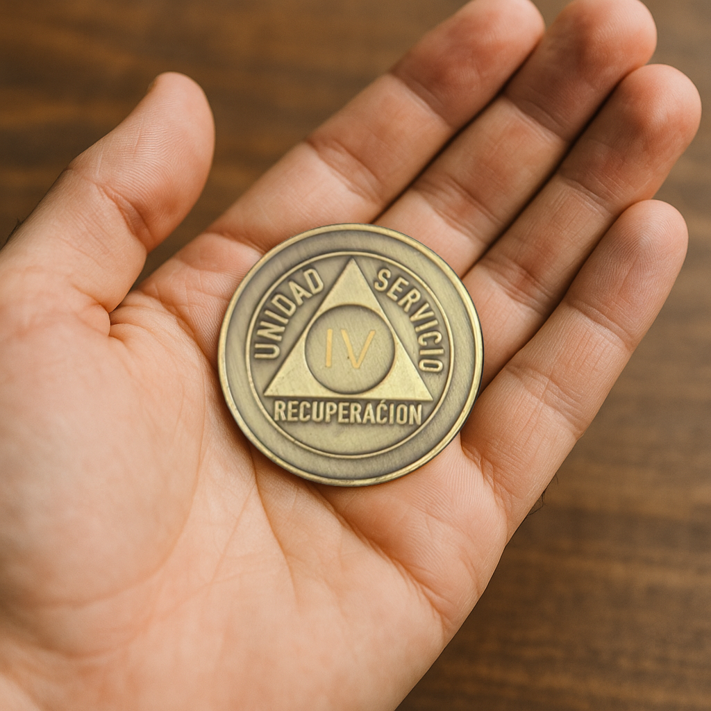 Spanish AA Sobriety Chip – Bronze Medallion (Unidad, Servicio, Recuperación)