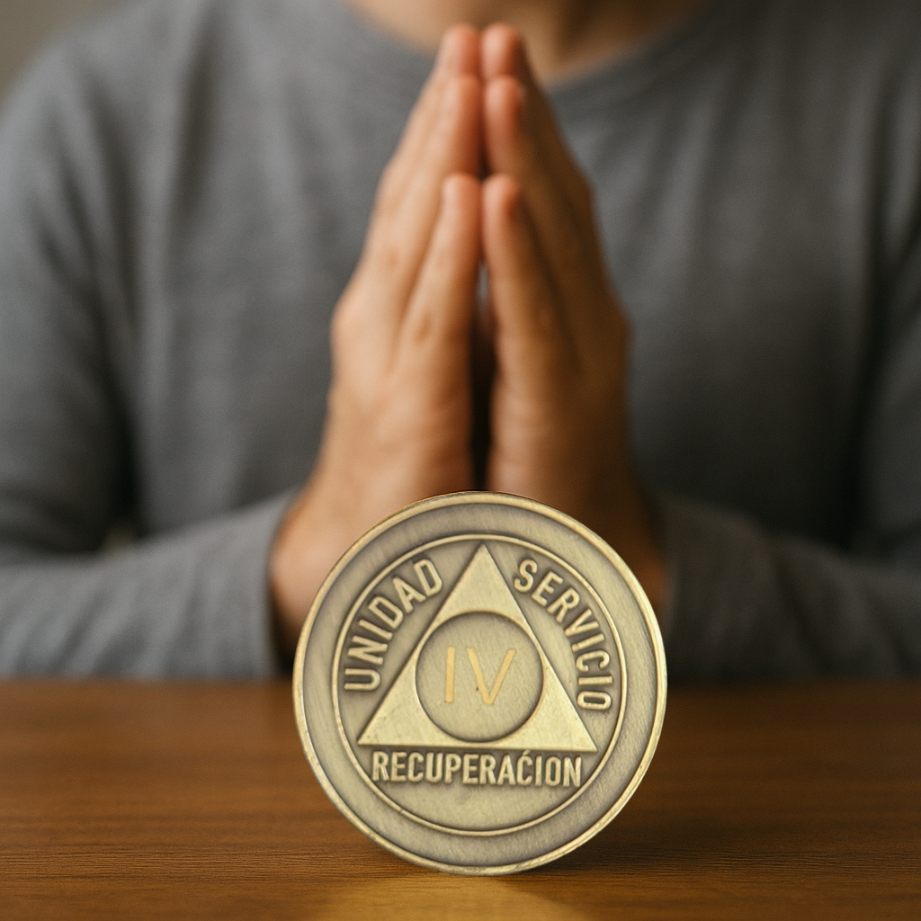 Spanish AA Sobriety Chip – Bronze Medallion (Unidad, Servicio, Recuperación)