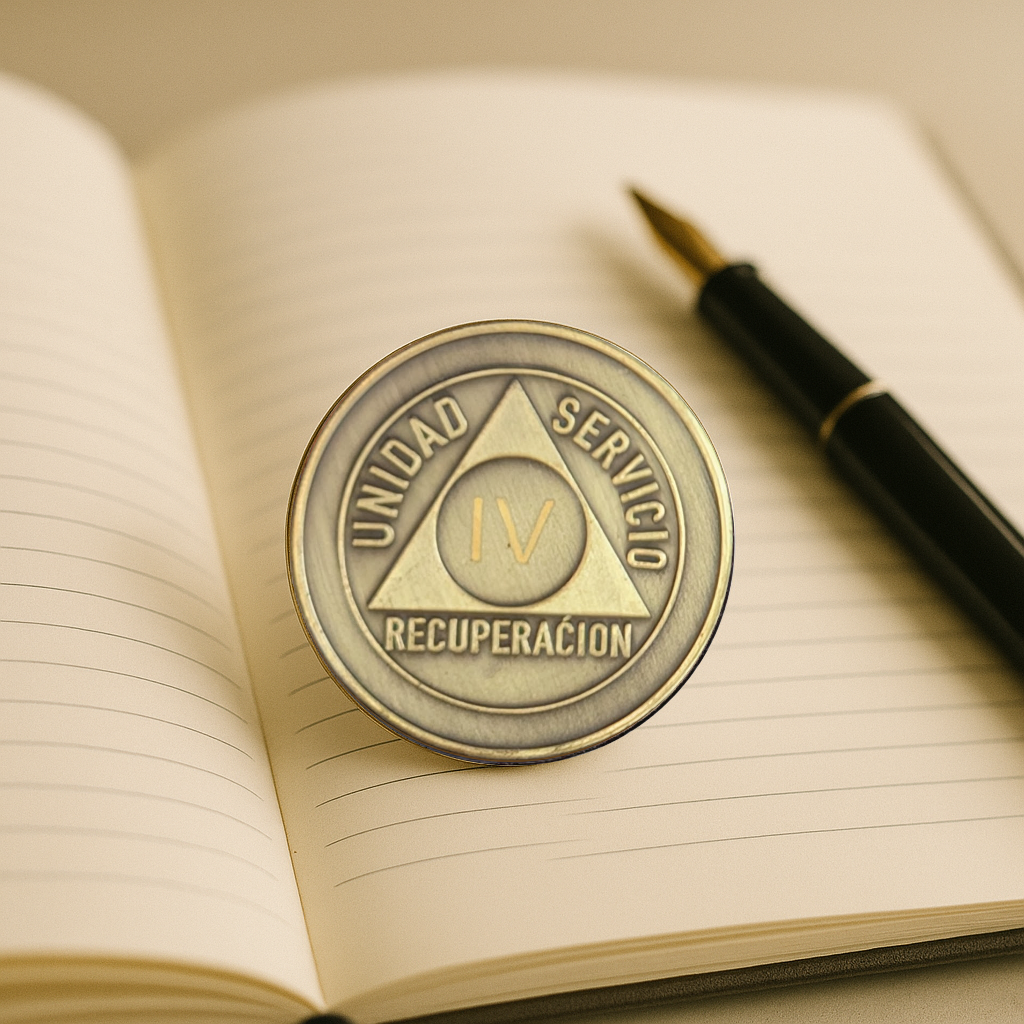 Spanish AA Sobriety Chip – Bronze Medallion (Unidad, Servicio, Recuperación)