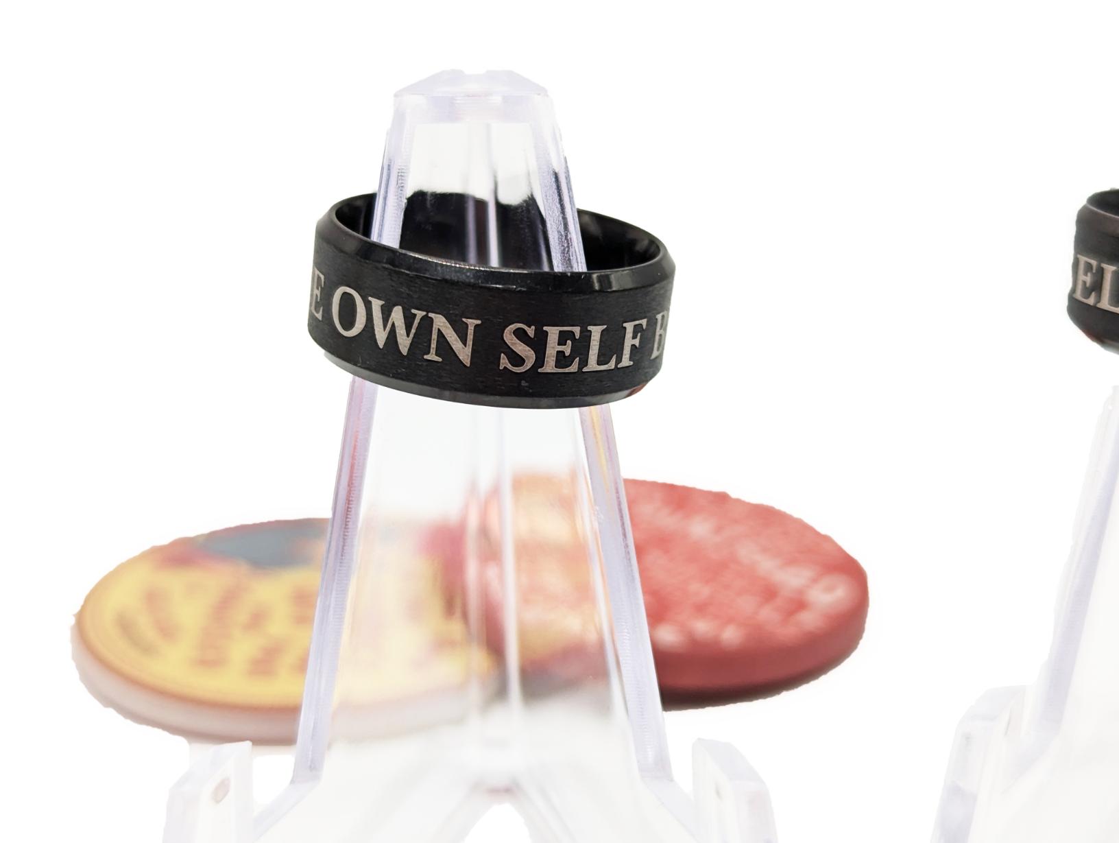 To Thine Own Self Be True Ring – Matte Black Stainless Steel Recovery Band