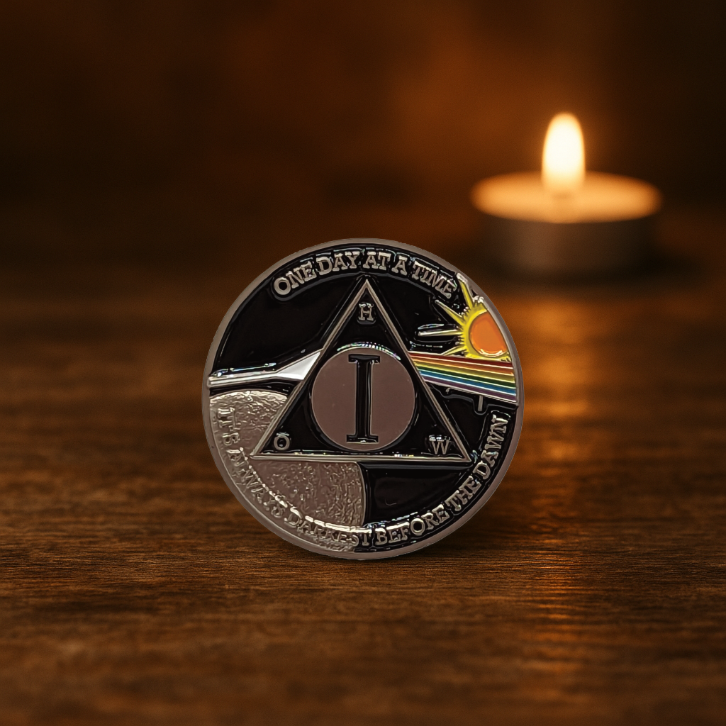 Sun & Moon AA Coin 1-60yrs Sobriety Chip