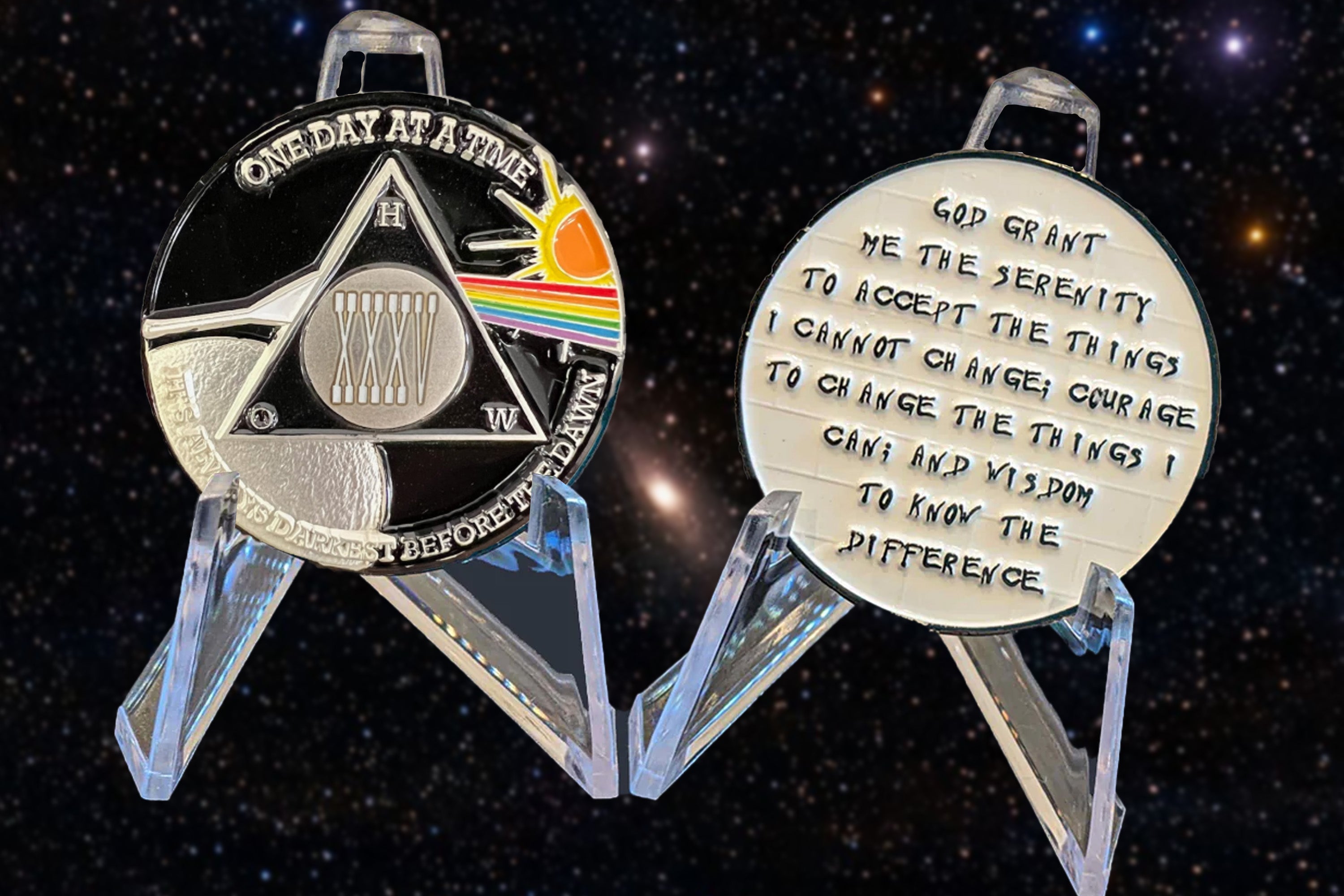 Sun & Moon AA Coin 24hr-11 Months Sobriety Chip