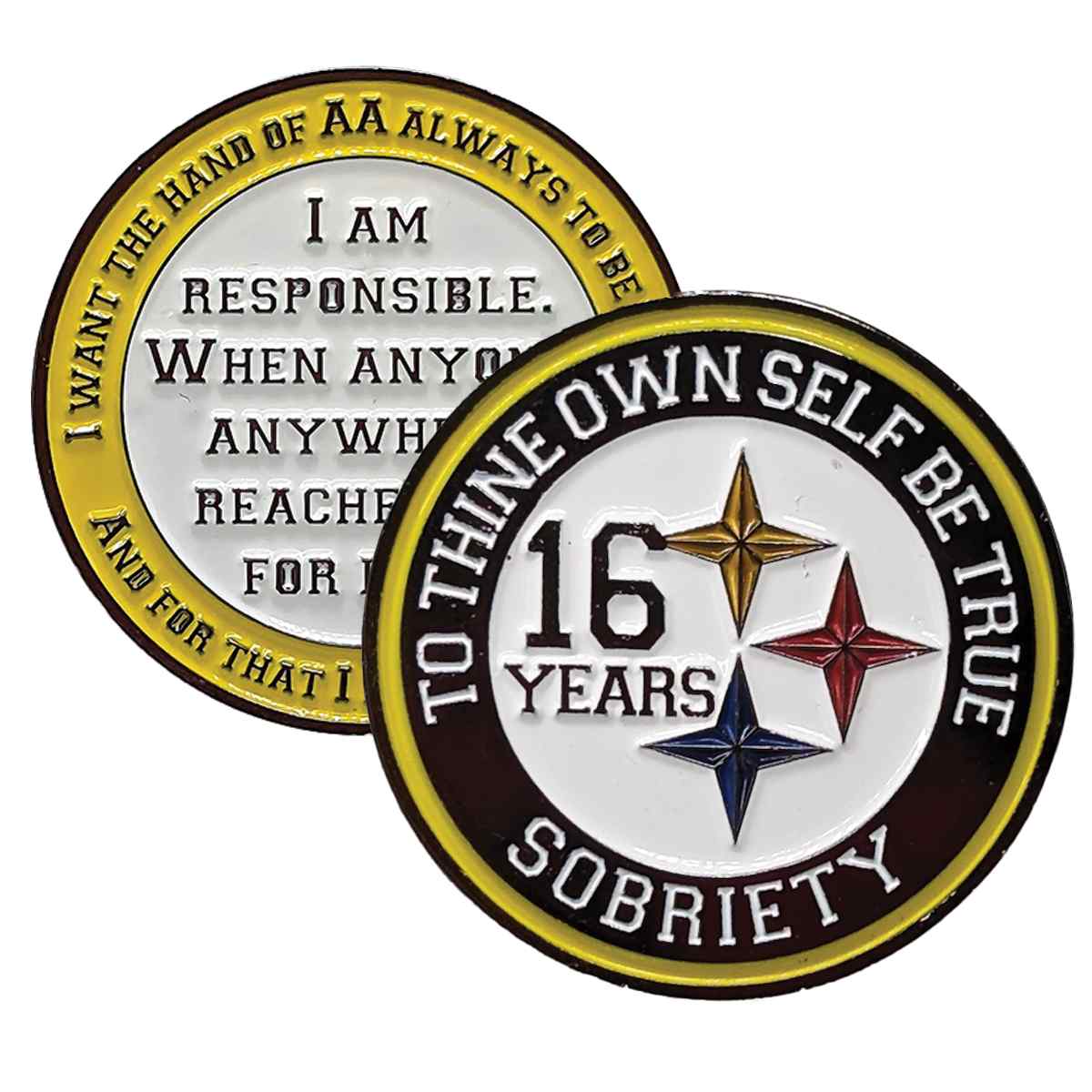 Black & Gold Steeler AA Coin 1-50yrs Sobriety Chip