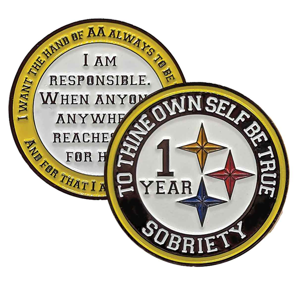 Black & Gold Steeler AA Coin 1-50yrs Sobriety Chip