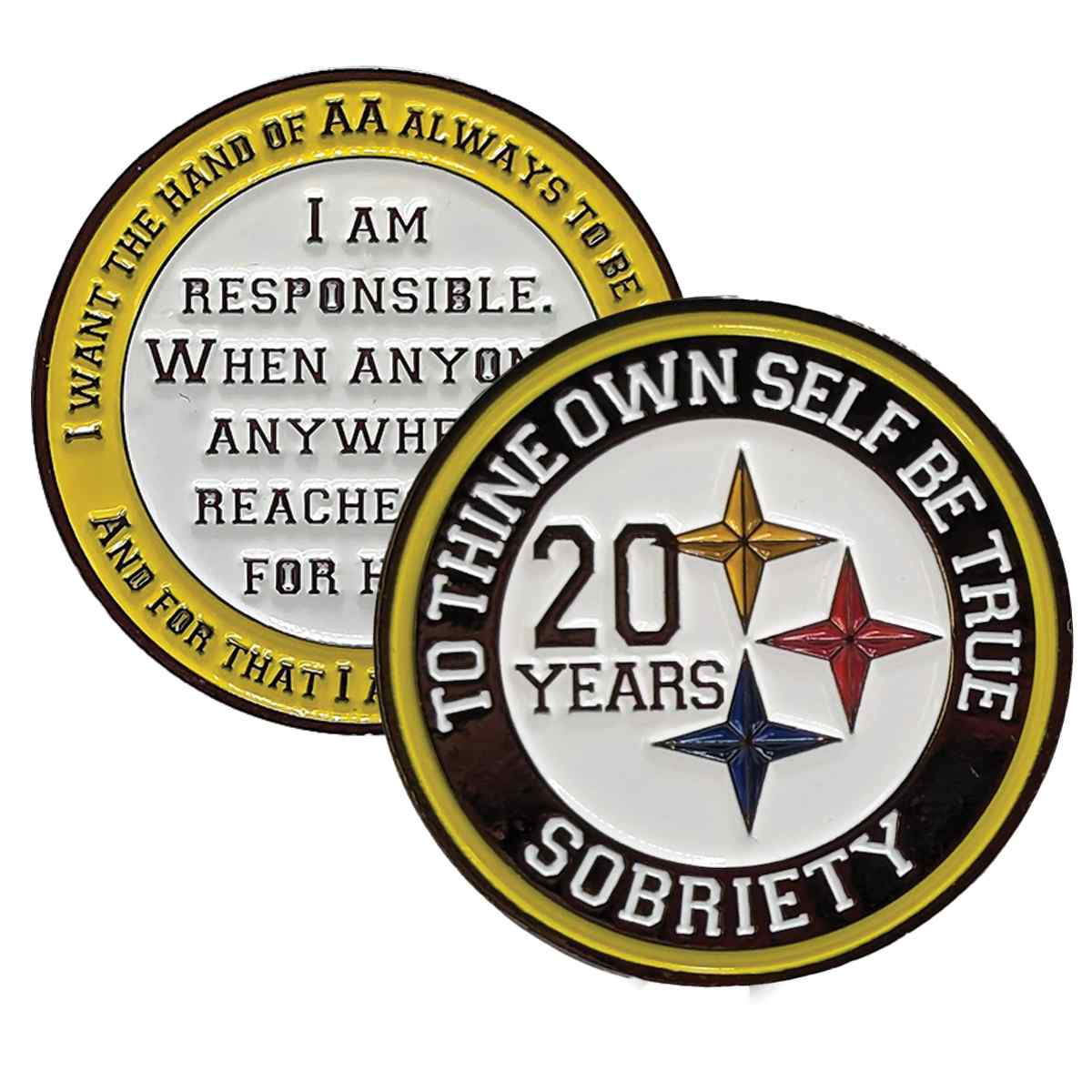 Black & Gold Steeler AA Coin 1-50yrs Sobriety Chip