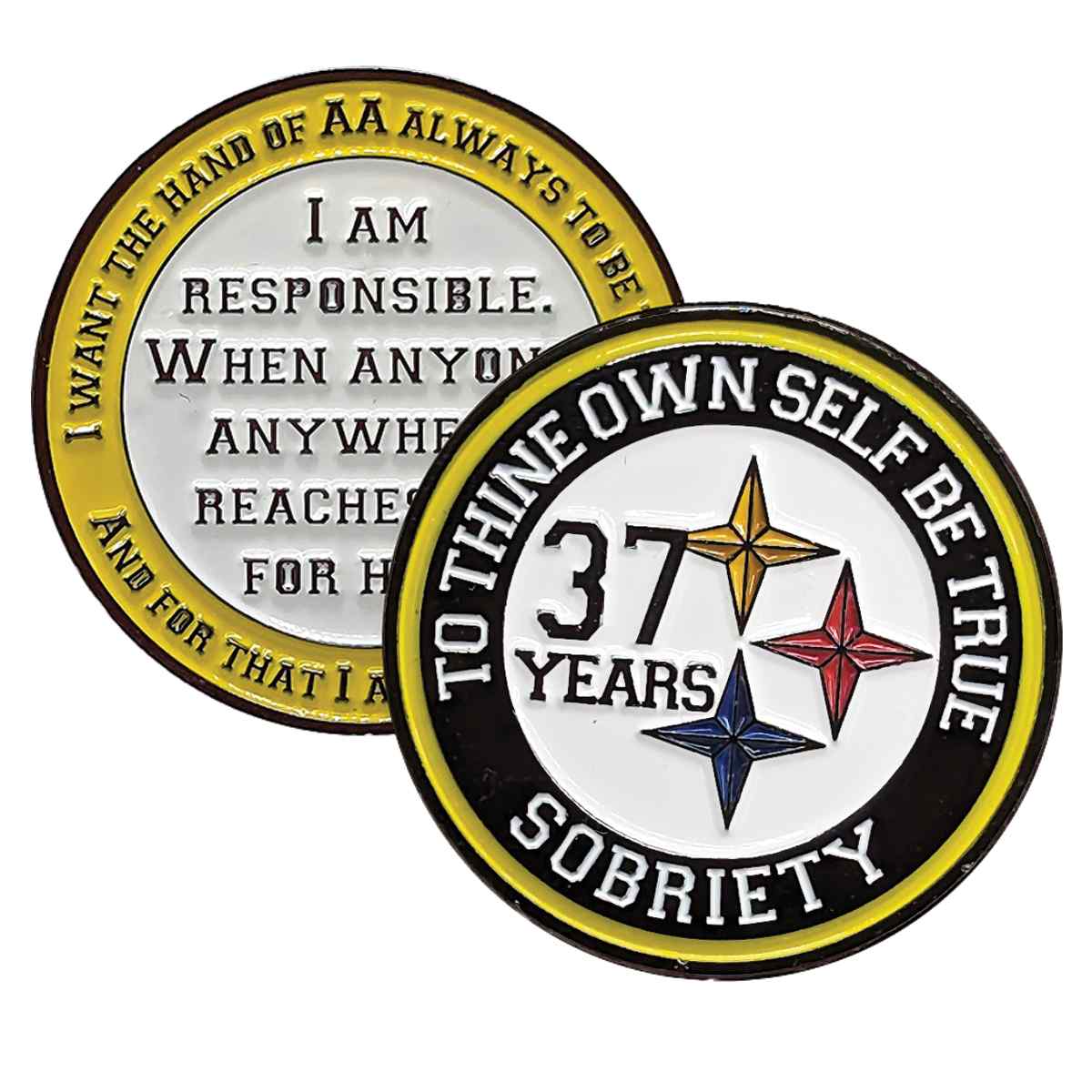 Black & Gold Steeler AA Coin 1-50yrs Sobriety Chip