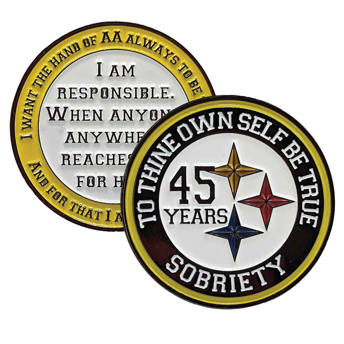 Black & Gold Steeler AA Coin 1-50yrs Sobriety Chip