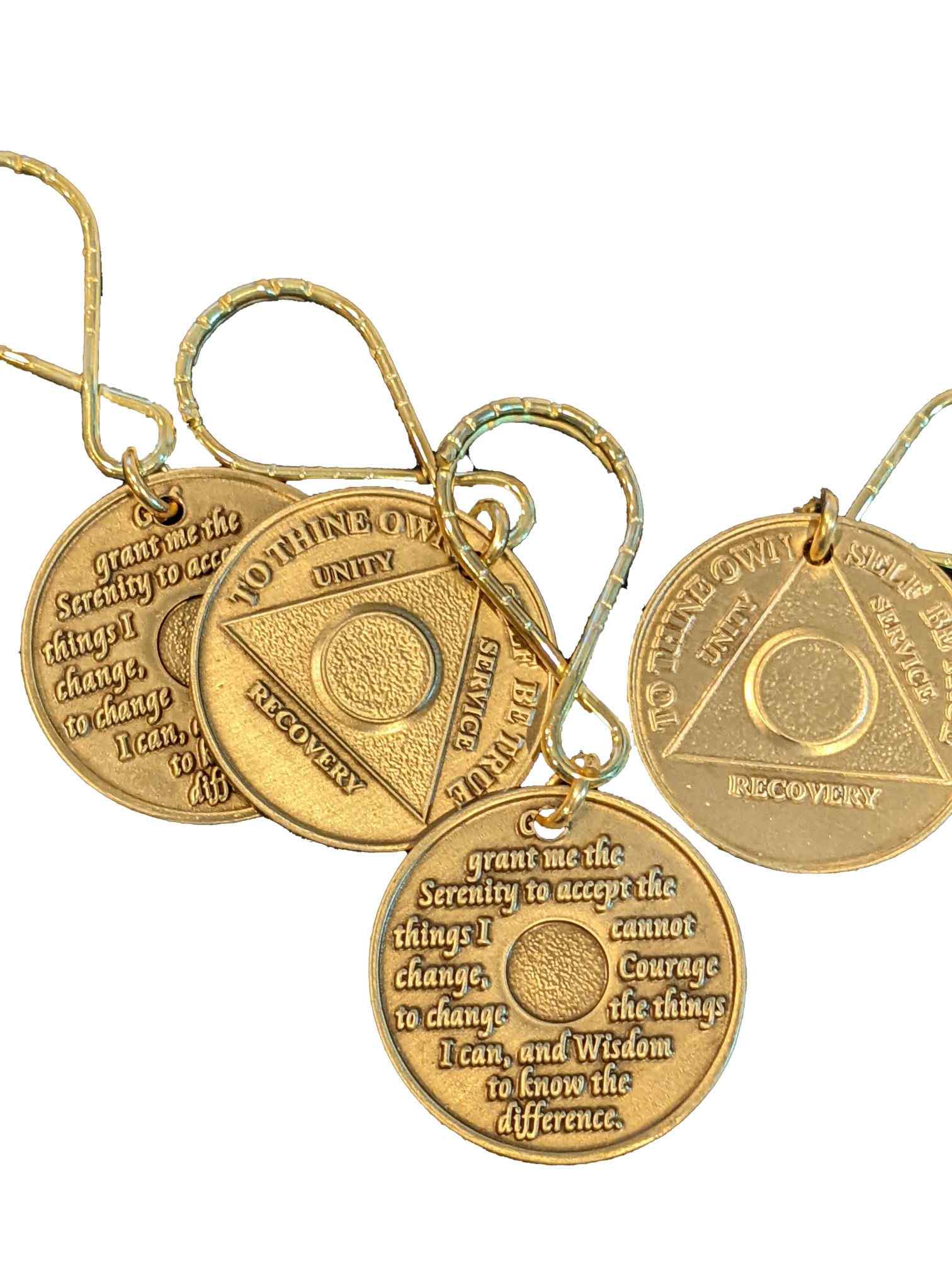 Yearly AA Sobriety Coin Keychain 24hr-11months