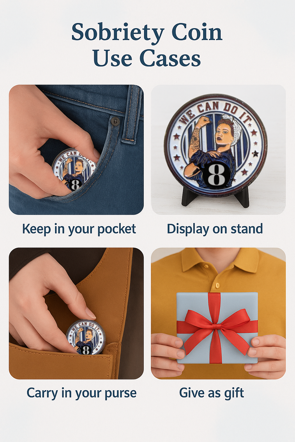 Patriotic Rosie AA Coin 24hr-65yrs Sobriety Chip