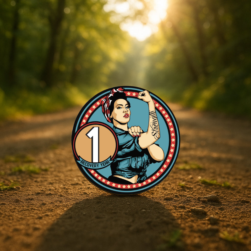 Rosie Recovery AA Coin 24hr-50yrs Sobriety Chip