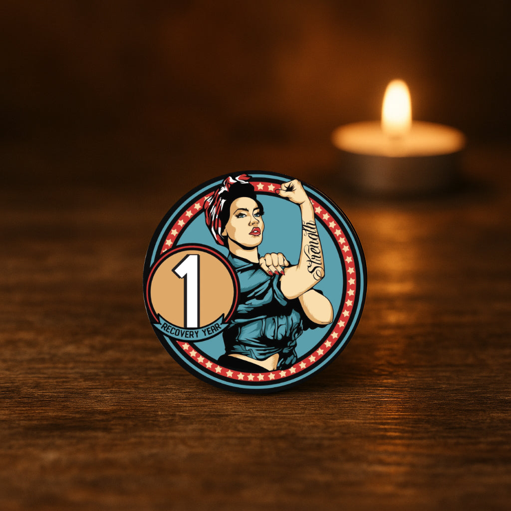 Rosie Recovery AA Coin 24hr-50yrs Sobriety Chip