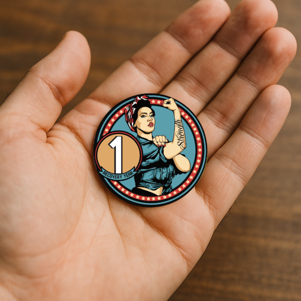 Rosie Recovery AA Coin 24hr-50yrs Sobriety Chip