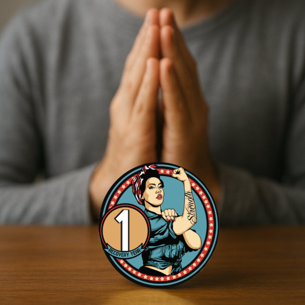 Rosie Recovery AA Coin 24hr-50yrs Sobriety Chip