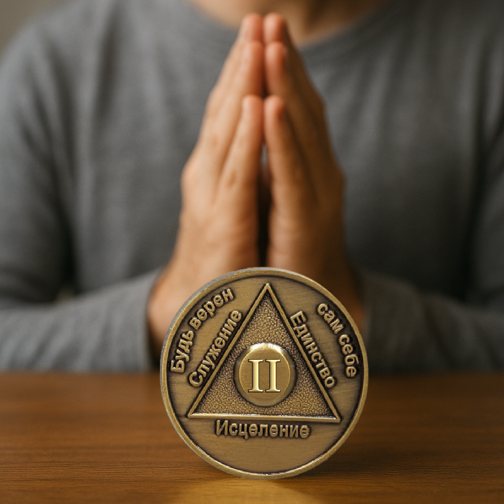 Russian Sobriety Coin | 1-60 Years Engraved in Traditional Numbers | AA Recovery Medallion