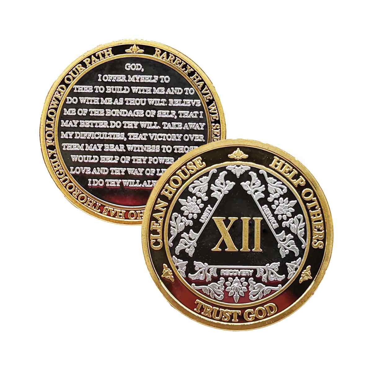 Silver & Gold AA Coin 1-60yrs Sobriety Chip