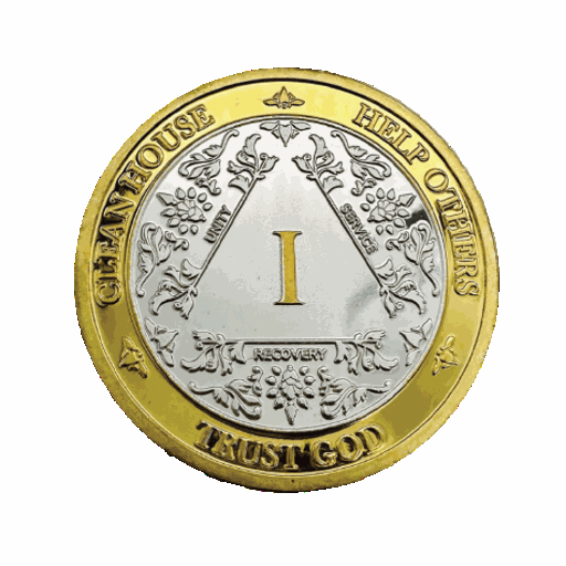Silver & Gold AA Coin 1-60yrs Sobriety Chip